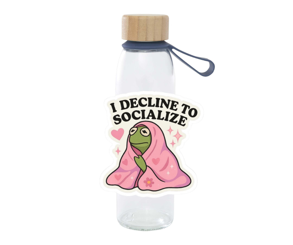 BORRACCIA VETRO 500ML - I DECLINE TO SOCIALIZE